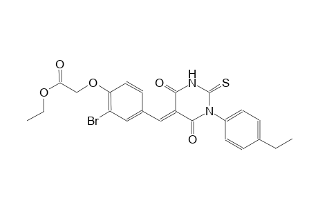 ethyl {2-bromo-4-[(E)-(1-(4-ethylphenyl)-4,6-dioxo-2-thioxotetrahydro-5(2H)-pyrimidinylidene)methyl]phenoxy}acetate