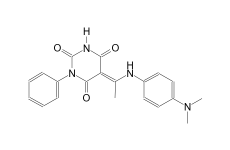 (5E)-5-{1-[4-(dimethylamino)anilino]ethylidene}-1-phenyl-2,4,6(1H,3H,5H)-pyrimidinetrione