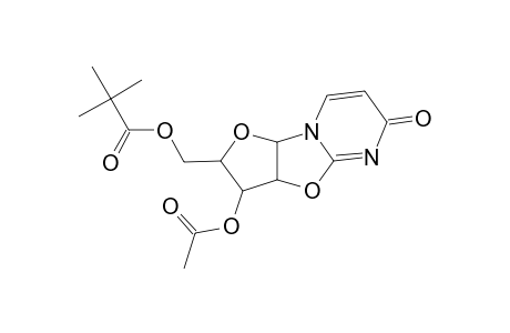 Propanoic acid, 2,2-dimethyl-, [3-(acetyloxy)-2,3,3a,9a-tetrahydro-6-oxo-6H-furo[2',3':4,5]oxazolo[3,2-a]pyrimidin-2-yl]methyl ester, [2R-(2.alpha.,3.beta.,3a.beta.,9a.beta.)]-