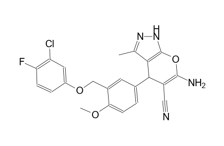 6-amino-4-{3-[(3-chloro-4-fluorophenoxy)methyl]-4-methoxyphenyl}-3-methyl-1,4-dihydropyrano[2,3-c]pyrazole-5-carbonitrile
