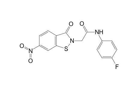 1,2-Benzisothiazole-2-acetamide, N-(4-fluorophenyl)-2,3-dihydro-6-nitro-3-oxo-
