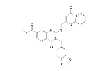 7-quinazolinecarboxylic acid, 3-(1,3-benzodioxol-5-ylmethyl)-3,4-dihydro-4-oxo-2-[[(4-oxo-4H-pyrido[1,2-a]pyrimidin-2-yl)methyl]thio]-, methyl ester