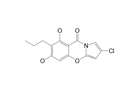 2-CHLORO-6,8-DIHYDROXY-7-PROPYL-9H-PYRROLO-[2,1-B]-[1,3]-BENZOXACIN-9-ONE