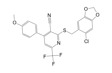 2-{[(6-chloro-1,3-benzodioxol-5-yl)methyl]sulfanyl}-4-(4-methoxyphenyl)-6-(trifluoromethyl)nicotinonitrile