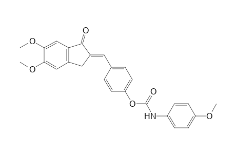 (E)-4-[(5,6-Dimethoxy-1-oxo-1,3-dihydro-2H-inden-2-ylidene)methyl]phenyl (4-methoxyphenyl) carbamate