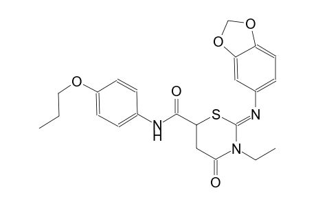(2Z)-2-(1,3-benzodioxol-5-ylimino)-3-ethyl-4-oxo-N-(4-propoxyphenyl)tetrahydro-2H-1,3-thiazine-6-carboxamide