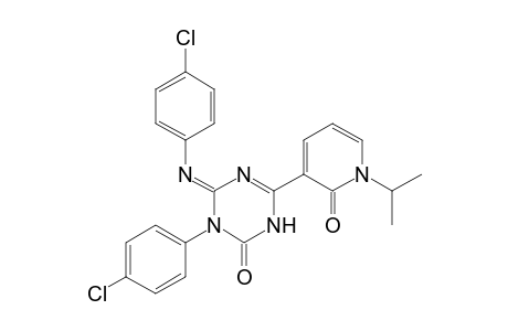 1-(4-Chlorophenyl)-6-[(4-chlorophenyl)amino]-4-(2-oxidanylidene-1-propan-2-yl-pyridin-3-yl)-1,3,5-triazin-2-one