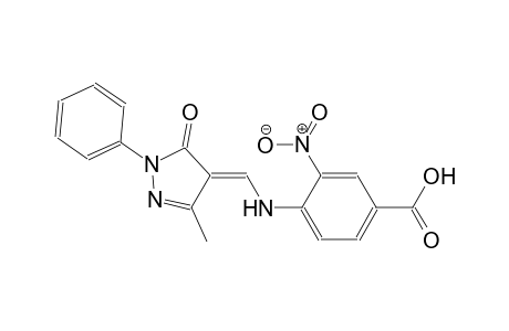 4-{[(E)-(3-methyl-5-oxo-1-phenyl-1,5-dihydro-4H-pyrazol-4-ylidene)methyl]amino}-3-nitrobenzoic acid