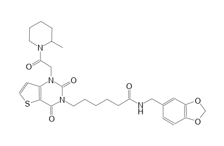 N-(1,3-benzodioxol-5-ylmethyl)-6-(1-[2-(2-methyl-1-piperidinyl)-2-oxoethyl]-2,4-dioxo-1,4-dihydrothieno[3,2-d]pyrimidin-3(2H)-yl)hexanamide
