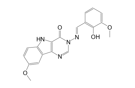 3-{[(E)-(2-hydroxy-3-methoxyphenyl)methylidene]amino}-8-methoxy-3,5-dihydro-4H-pyrimido[5,4-b]indol-4-one