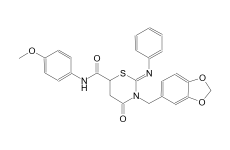 (2Z)-3-(1,3-benzodioxol-5-ylmethyl)-N-(4-methoxyphenyl)-4-oxo-2-(phenylimino)tetrahydro-2H-1,3-thiazine-6-carboxamide