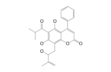 DISPARINOL-D;5,7-DIHYDROXY-8-(2-HYDROXY-3-METHYLBUT-3-ENYL)-6-(2-METHYL-1-OXOPROPYL)-4-PHENYL-2H-[1]-BENZOPYRAN-2-ONE