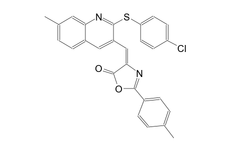 5(4H)-oxazolone, 4-[[2-[(4-chlorophenyl)thio]-7-methyl-3-quinolinyl]methylene]-2-(4-methylphenyl)-, (4E)-