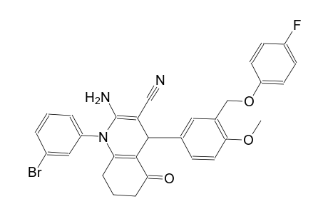 2-amino-1-(3-bromophenyl)-4-{3-[(4-fluorophenoxy)methyl]-4-methoxyphenyl}-5-oxo-1,4,5,6,7,8-hexahydro-3-quinolinecarbonitrile