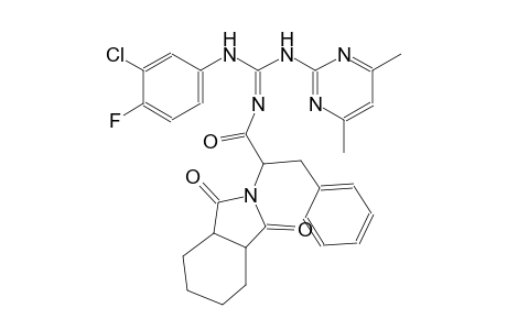 N-(3-chloro-4-fluorophenyl)-N'-(4,6-dimethyl-2-pyrimidinyl)-N''-[(E)-2-(1,3-dioxooctahydro-2H-isoindol-2-yl)-3-phenylpropanoyl]guanidine