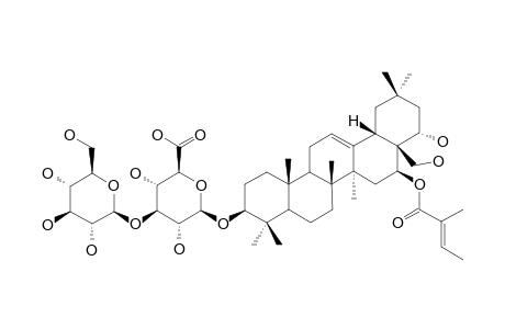 ALTERNOSIDE-XIII;CHICHIPEGENIN-16-O-TIGLOYL-3-O-BETA-D-GLUCOPYRANOSYL-(1->3)-BETA-D-GLUCURONOPYRANOSIDE