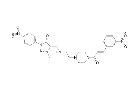 (4E)-5-methyl-2-(4-nitrophenyl)-4-{[(2-{4-[(2E)-3-(3-nitrophenyl)-2-propenoyl]-1-piperazinyl}ethyl)amino]methylene}-2,4-dihydro-3H-pyrazol-3-one