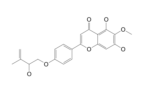 AMYRISIN_B;5,7-DIHYDROXY-2-(4-((2-HYDROXY-3-METHYLBUT-3-EN-1-YL)-OXY)-PHENYL)-6-METHOXY-4-H-CHROMEN-4-ONE