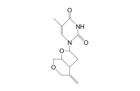 1-(2',3'-Dideoxy-3'-C,5'-O-<1-methylene-ethylene>-B-D-erythro-pentofuranosyl)-thymine