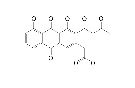 2-[4,5-dihydroxy-3-(3-hydroxybutanoyl)-9,10-diketo-2-anthryl]acetic acid methyl ester