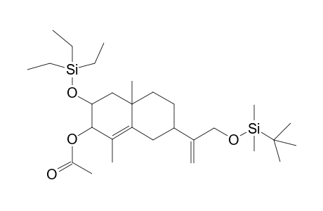 2-Naphthalenol, 2,3,4,4a,5,6,7,8-octahydro-1,4a-dimethyl-7-[1-methylene-2-(t-butyldimethylsilyloxy)ethyl]-3-triethylsilyloxy-, acetate