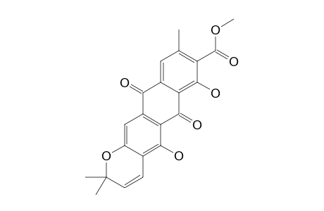 LAURENQUINONE-B;1,8-DIHYDROXY-2-3-(2,2-DIMETHYLPYRANO)-6-METHYLANTHRAQUINONE-7-CARBOXYLIC-ACID-METHYLESTER