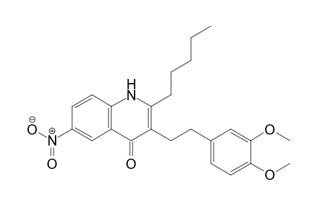 6-Nitro-(3,4-dimethoxyphenethyl)-2-pentyl-4-quinolone
