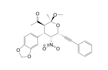 (2S,3S,4S,5R,6R)-3-Acetyl-2-methoxy-2-methyl-4-(3',4'-methylenedioxyphenyl)-5-nitro-6-(phenylethynyl)tetrahydro-2H-pyran