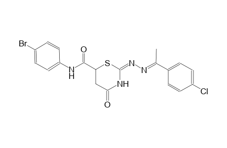 (2E)-N-(4-bromophenyl)-2-{(2E)-2-[1-(4-chlorophenyl)ethylidene]hydrazono}-4-oxo-1,3-thiazinane-6-carboxamide