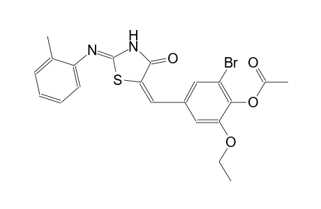 2-bromo-6-ethoxy-4-((E)-{(2Z)-2-[(2-methylphenyl)imino]-4-oxo-1,3-thiazolidin-5-ylidene}methyl)phenyl acetate