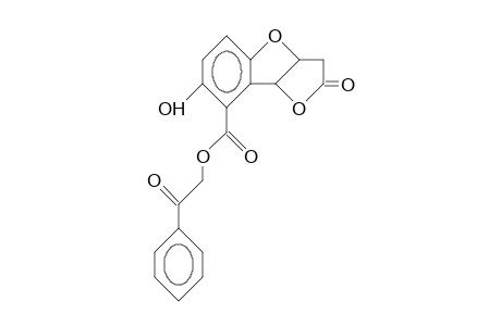 7-Hydroxy-cis-3a,8b-dihydro-furo(3,2-B)benzofuran-2(3H)-one-8-carboxterylic acid, benzoylmethyl ester