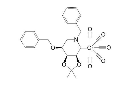 Pentacarbonyl[4-O-benzyl-1,5-(benzlimino)-1,5-dideoxy-2,3-O-isopropylidene-4-O-methyl-D-ribo-pyranosylidene]chromium