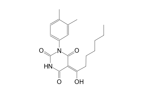 (5E)-1-(3,4-dimethylphenyl)-5-(1-hydroxyheptylidene)-2,4,6(1H,3H,5H)-pyrimidinetrione