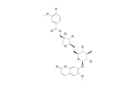ERYCIBOSIDE_D;7-O-[6-O-(5-O-VANILLOYL-BETA-D-APIOFURANOSYL)-BETA-D-GLUCOPYRANOSYL]-6-METHOXYCOUMARIN