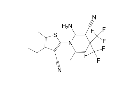 2-Amino-1-(3-cyano-4-ethyl-5-methyl-2-thienyl)-6-methyl-4,4-bis(trifluoromethyl)-1,4-dihydro-3-pyridinecarbonitrile