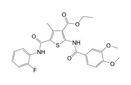 2-[[(3,4-dimethoxyphenyl)-oxomethyl]amino]-5-[(2-fluoroanilino)-oxomethyl]-4-methyl-3-thiophenecarboxylic acid ethyl ester