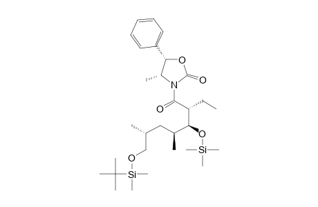 2-Oxazolidinone, 3-[7-[[(1,1-dimethylethyl)dimethylsilyl]oxy]-2-ethyl-4,6-dimethyl-1-oxo-3-[(trimethylsilyl)oxy]heptyl]-4-methyl-5-phenyl-, [4R-[3(2R*,3S*,4S*,6R*),4.alpha.,5.alpha.]]-