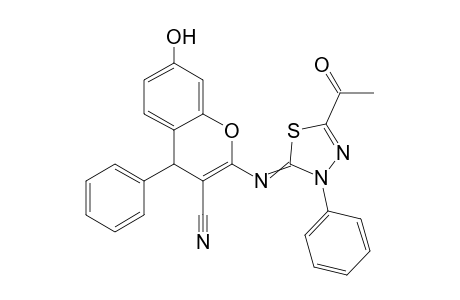 2-((5-Acetyl-3-phenyl-1,3,4-thiadiazol-2(3H)-ylidene)amino)-7-hydroxy-4-phenyl-4H-chromene-3-carbonitrile