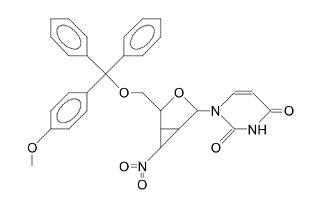 1-(5'-O-<4-Monomethoxy-trityl>-2',3'-dideoxy-2',3'-<1-nitro>-cyclopropano-B-D-lyxo-furanosyl)-uracil