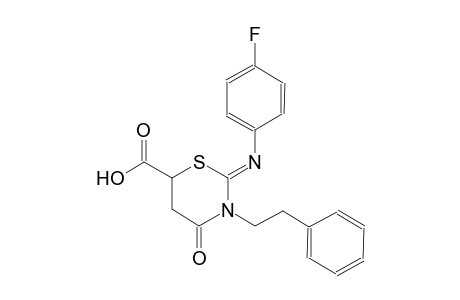 (2Z)-2-[(4-fluorophenyl)imino]-4-oxo-3-(2-phenylethyl)tetrahydro-2H-1,3-thiazine-6-carboxylic acid