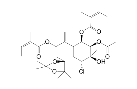 2.beta.-Acetoxy-4.alpha.-chloro-1.beta.,8-bis[(angeloyl)oxy]-3.beta.-hydroxy-10,11-(2',2'-dimethyl)methylenedioxy]-bisabol-7(14)-ene
