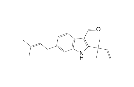 1H-Indole-3-carboxaldehyde, 2-(1,1-dimethyl-2-propenyl)-6-(3-methyl-2-butenyl)-