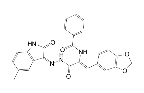 2-propenoic acid, 3-(1,3-benzodioxol-5-yl)-2-(benzoylamino)-, 2-[(3Z)-1,2-dihydro-5-methyl-2-oxo-3H-indol-3-ylidene]hydrazide, (2Z)-