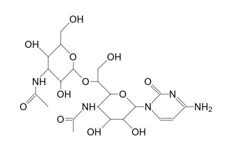 Bisacetamido-bisdeoxy-glucopyranosyl-glucoheptopyranosyl-4-amino-2(1H)-pyrimidinone