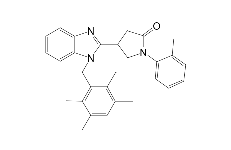 1-(2-Methylphenyl)-4-{1-[(2,3,5,6-tetramethylphenyl)methyl]-1H-1,3-benzodiazol-2-yl}pyrrolidin-2-one