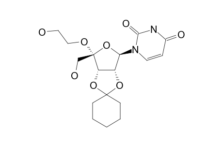 4'(R)-1-(2,3-O-Cyclohexylidene-4-O-[2-hydroxy-ethyl].beta.-D-erythro-pentofuranosyl-4-ulose)-uracil