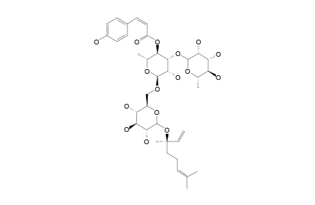 (3S)-O-ALPHA-L-RHAMNOPYRANOSYL-(1->3)-[4-O-(Z)-COUMAROYL]-ALPHA-L-RHAMNOPYRANOSYL-(1->6)-BETA-D-GLUCOPYRANOSYLLINALOOL