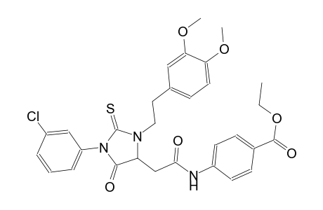 ethyl 4-[({1-(3-chlorophenyl)-3-[2-(3,4-dimethoxyphenyl)ethyl]-5-oxo-2-thioxo-4-imidazolidinyl}acetyl)amino]benzoate