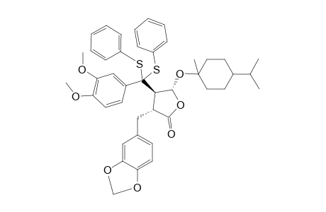 (-)-(3R,4R,5R)-3-(3',4'-Methylenedioxybenzyl)-4-[3",4"-dimethoxy-.alpha.,.alpha.-bis(phenylthio)benzyl]-5-(1-menthyloxy)butyrolactone