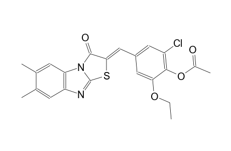 2-chloro-4-[(Z)-(6,7-dimethyl-3-oxo[1,3]thiazolo[3,2-a]benzimidazol-2(3H)-ylidene)methyl]-6-ethoxyphenyl acetate
